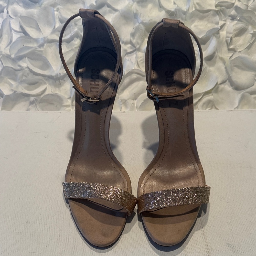 SCHUTZ Brown Glitter Heels